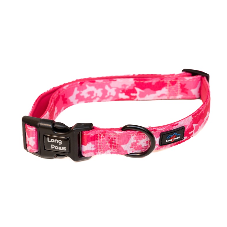 Long Paws Pink Camo Dog Collar - Large - FTDPCL