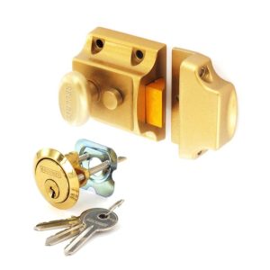 Securit Champagne Finish Nightlatch Brass Cylinder - Narrow - S1741