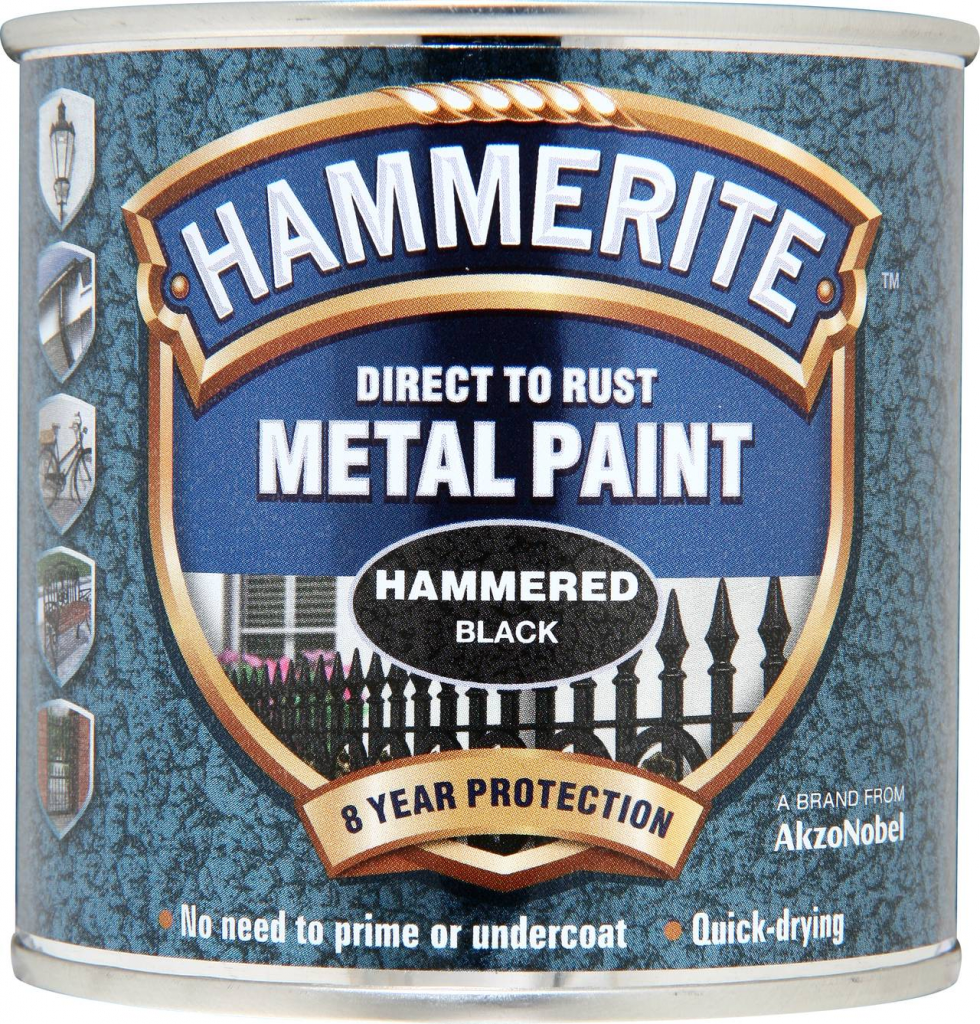 Hammerite Metal Paint Hammered 250ml - Black - 5084792