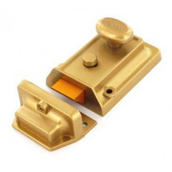 Securit Champagne finish nightlatch + Brass cylinder - Standard - B1740