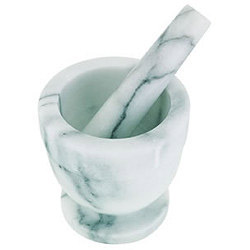 Judge Polished White Marble Standard Mortar & Pestle - H356